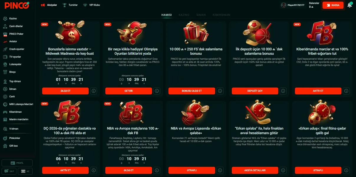 Pulsuz fırlanmalar və depozitsiz bonuslar